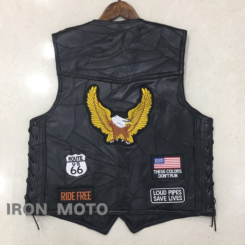 Leather Work Jacket - NEW Motorcycle Vests Men Cafe Moto