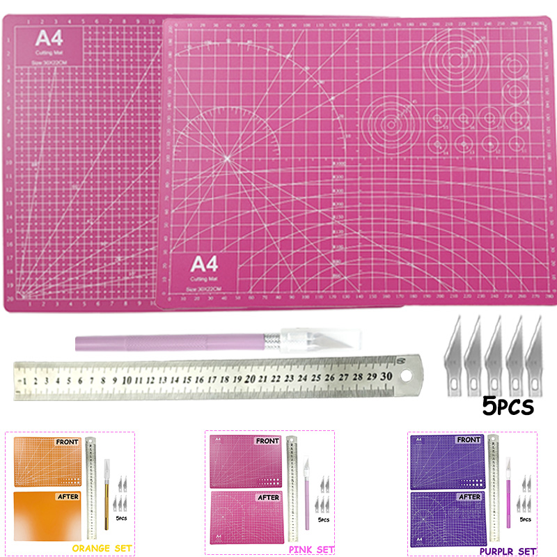 Leatherwork Ruler - A4 Pvc Hand Cutting Mat Set,