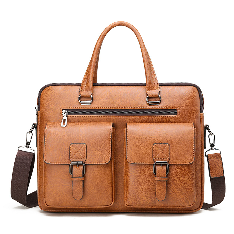 Leather Work Handbags - Luxury Brand Man Business Briefcase Bag