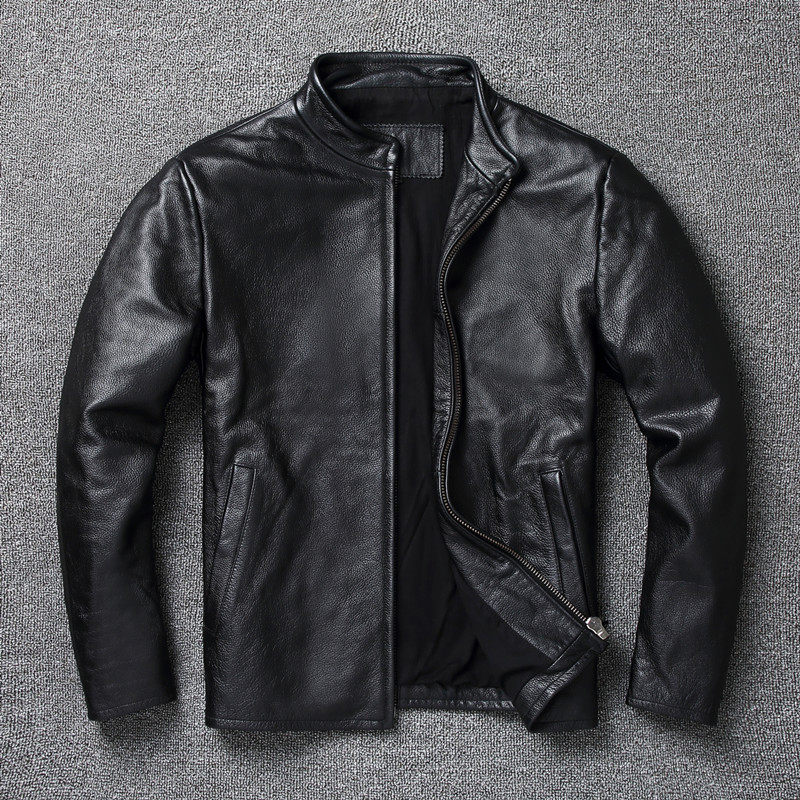 Leather Work Jacket - 100% Genuine Leather Jacket Men Vintage