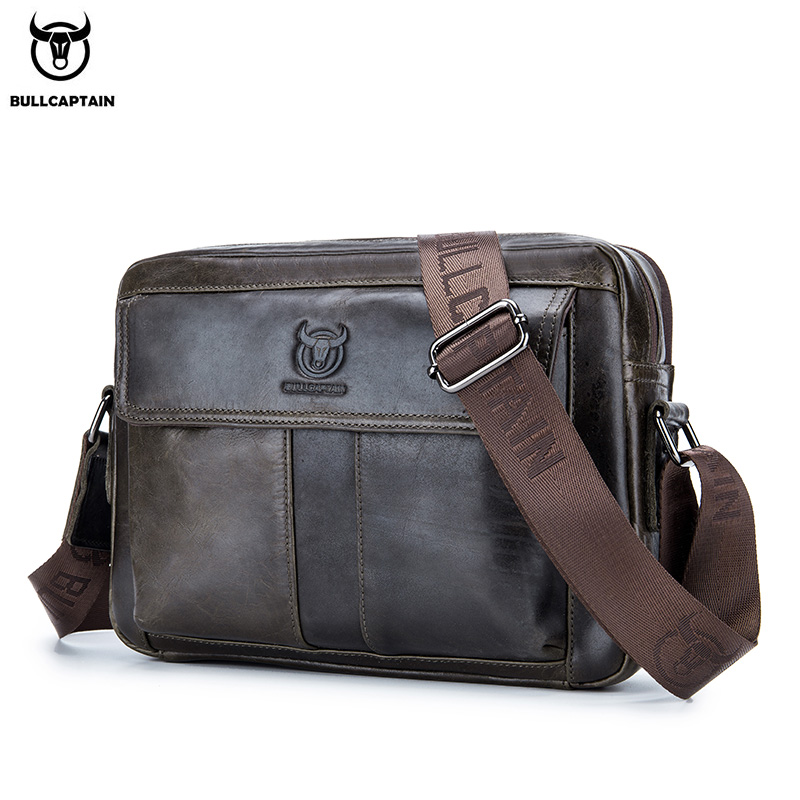 Leather Work Handbags - BULLCAPTAIN Genuine Leather Men's Crossbody Bag
