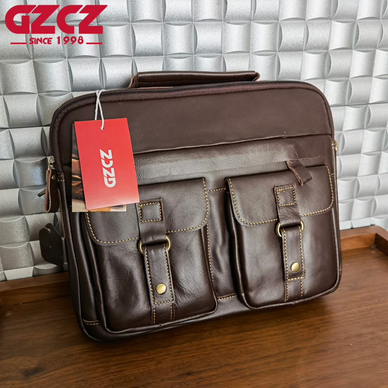 Leather Work Handbags - GZCZ Men's Handbag Leisure Business Computer