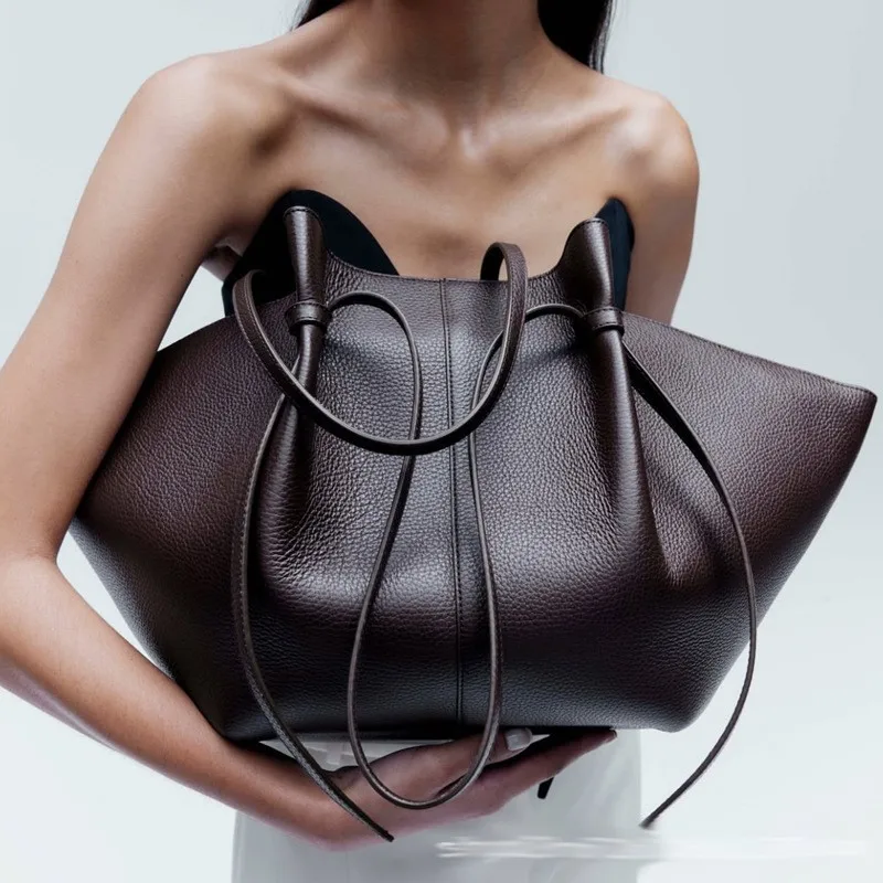 Leather Work Handbags - Women Leather Shoulder Bag Dumpling Purse