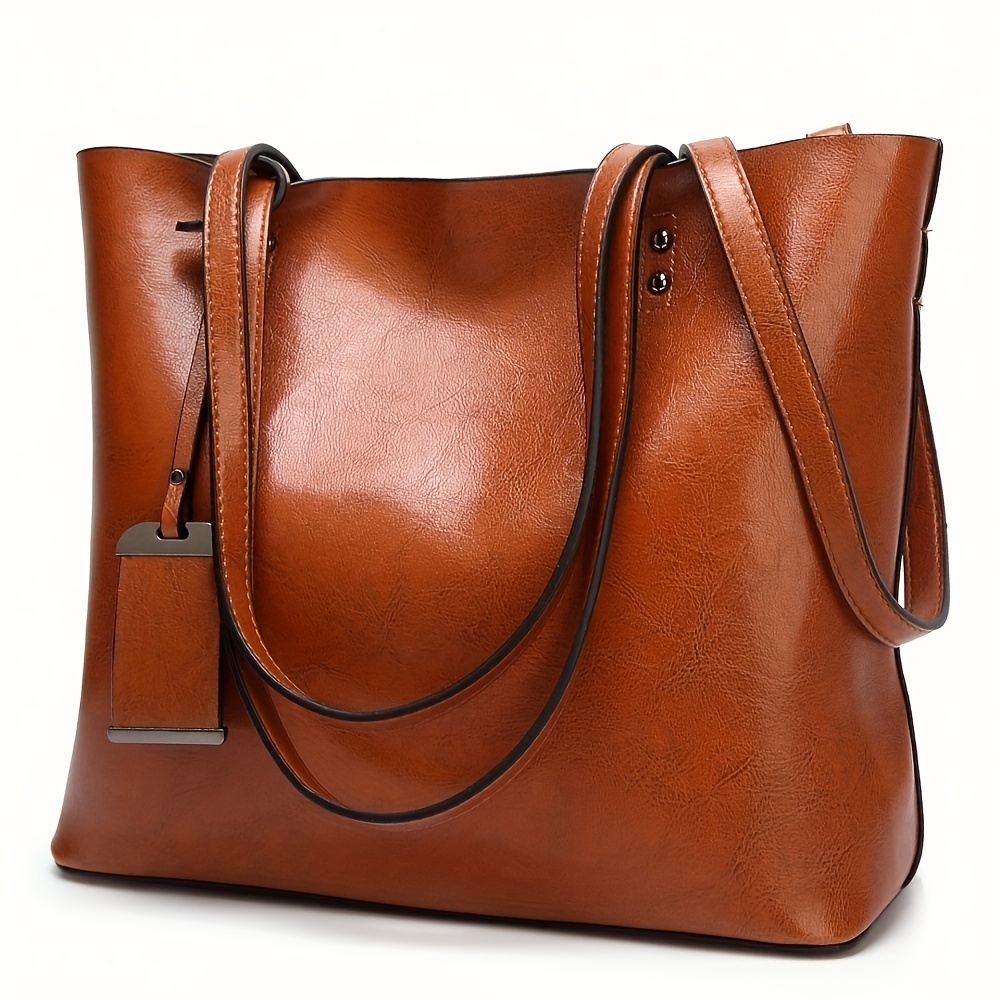 Leather Work Handbags - Fashionable Classic Retro Leather Women's Tote