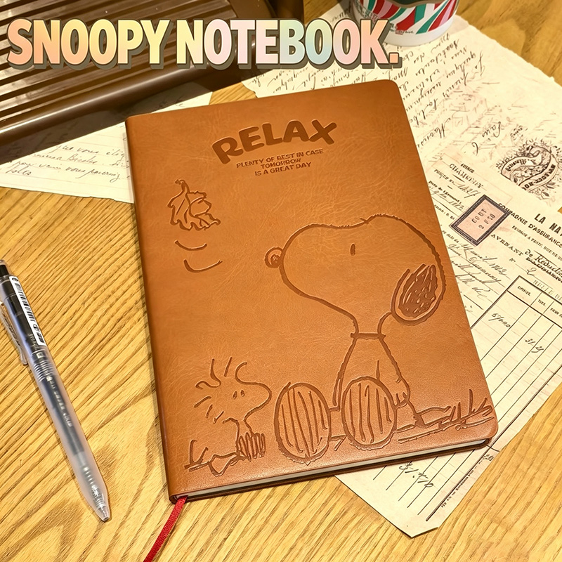 Leather Work Diary - Vintage Snoopy A5 Leather Notebook Cute
