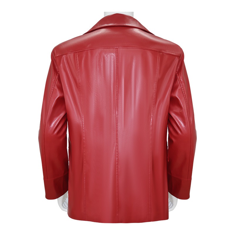 Men Red Leather Jacket Fight C - огляд і ціна Leather Work Jacket