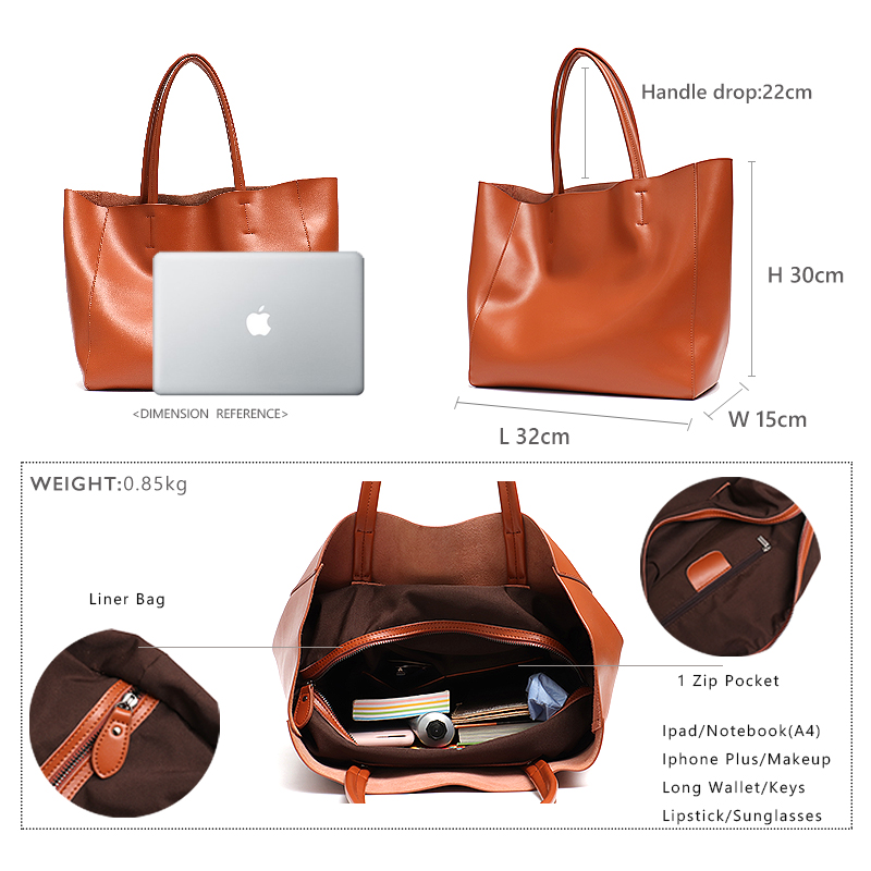 Minimalist Big Tote Bag Women  - огляд і ціна Leather Work Handbags