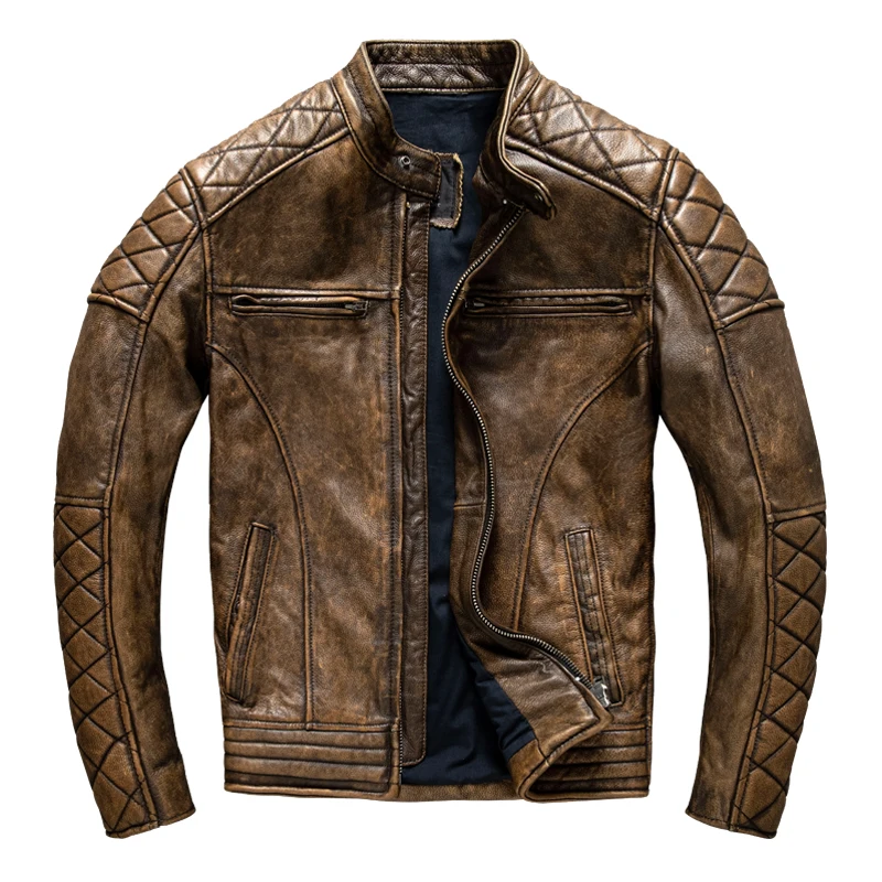 Vintage Men Leather Jacket Yel - огляд і ціна Leather Work Jacket