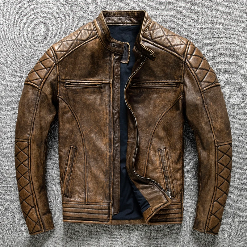 Vintage Men Leather Jacket Yel - огляд і ціна Leather Work Jacket