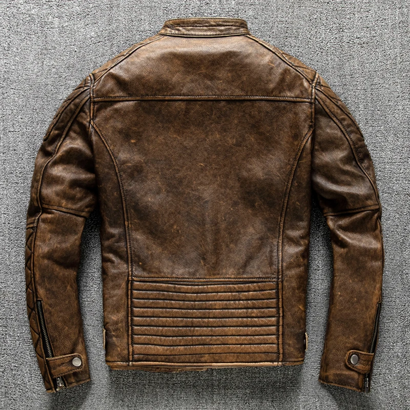 Vintage Men Leather Jacket Yel - огляд і ціна Leather Work Jacket