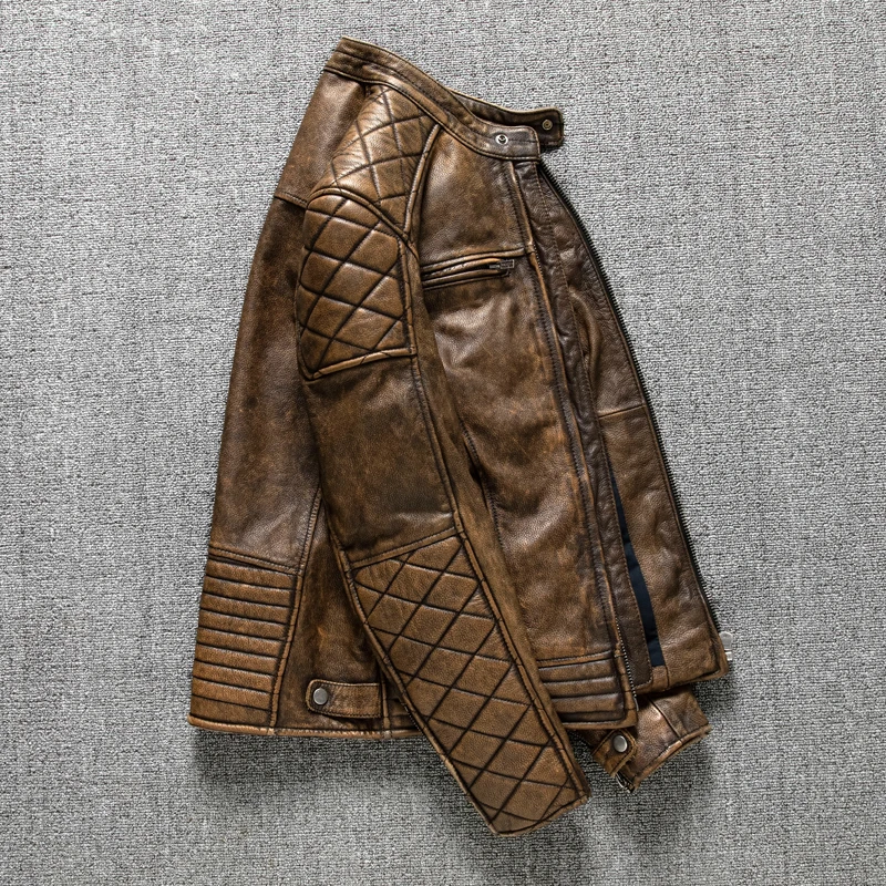 Vintage Men Leather Jacket Yel - огляд і ціна Leather Work Jacket