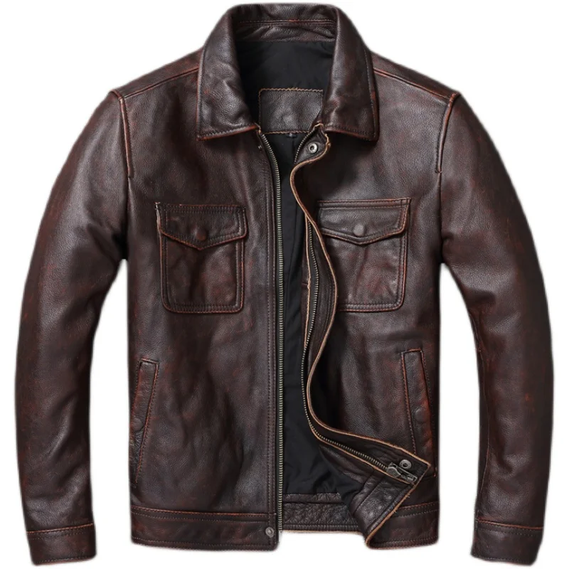 Vintage Brown Red Genuine Leat - огляд і ціна Leather Work Jacket